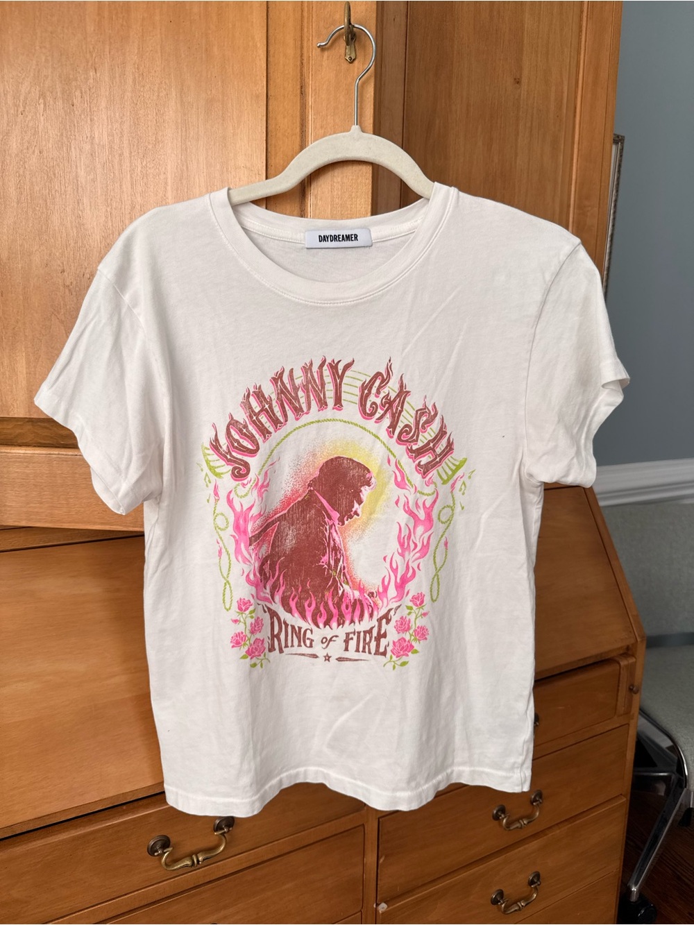 Daydreamer 100% Cotton Johnny Cash Ring of Fire Graphic Tee S